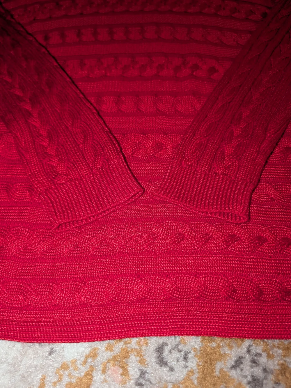Lauren Ralph Lauren Women's L Red Cable-Knit Cowlneck Sweater Holiday Cozy